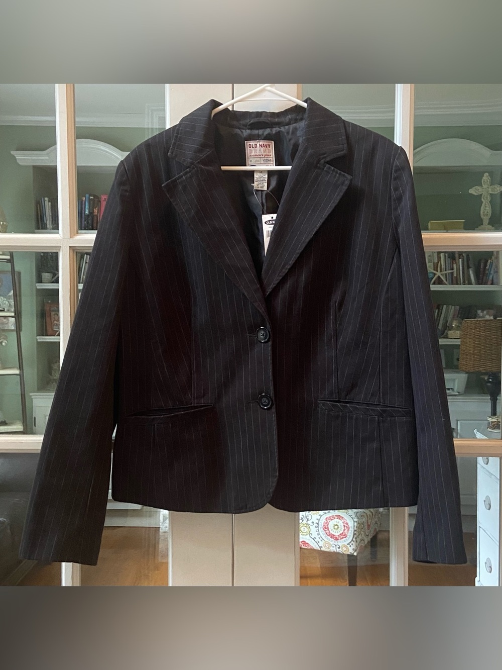 NWT Old Navy Black Pinstriped Lined Blazer Size 1X